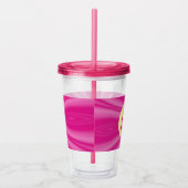 ピンクホットブライト日が差すことモノグラムイエローサークル アクリルタンブラー (右)