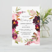 ピンクホット&赤面ピンク&パープル結婚式招待状 招待状 (スタンド正面)