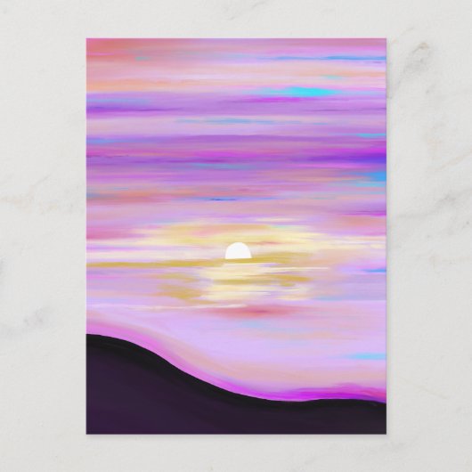 ピンクホライゾン | 水彩夕日の葉書絵を描 ポストカード (正面)