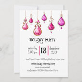 ピンクホリデーオーナメントパーティー 招待状 (正面)