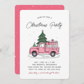 ピンクホリデークリスマスディナーパーティー 招待状 (正面/裏面)