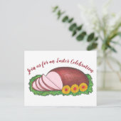 ピンクホリデーハムクリスマスイースターディナーパーティー ポストカード (スタンド正面)