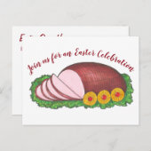 ピンクホリデーハムクリスマスイースターディナーパーティー ポストカード (正面/裏面)