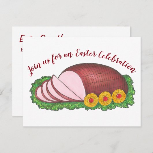 ピンクホリデーハムクリスマスイースターディナーパーティー ポストカード
