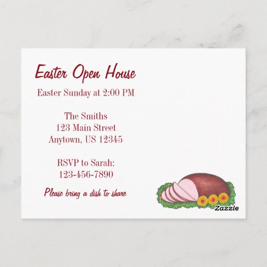 ピンクホリデーハムクリスマスイースターディナーパーティー ポストカード (裏面)