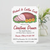 ピンクホリデーハムクリスマスイースターディナーパーティー 招待状 (スタンド正面)