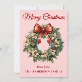 ピンクホリーベリークリスマスリース シーズンカード