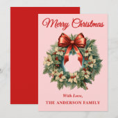 ピンクホリーベリークリスマスリース シーズンカード (正面/裏面)