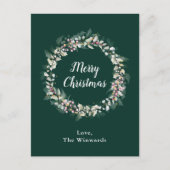 ピンクホリーリースメリークリスマス シーズンポストカード (正面)