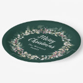 ピンクホリーリースメリークリスマス ペーパープレート (アングル)