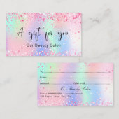 ピンクホログラフィックギフト証書 名刺 (正面/裏面)