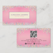 ピンクホログラフィックグリッター背景トレンディー 名刺 (正面/裏面)