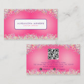 ピンクホログラフィックグリッター背景トレンディー 名刺 (正面/裏面)