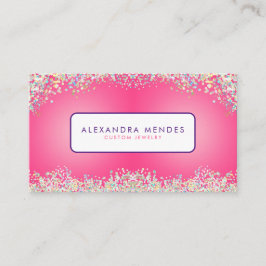 ピンクホログラフィックグリッター背景トレンディー 名刺