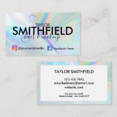 ピンクホログラフィックシザーズヘア&メイクアップトレンディー 名刺 (正面/裏面)