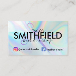 ピンクホログラフィックシザーズヘア&メイクアップトレンディー 名刺