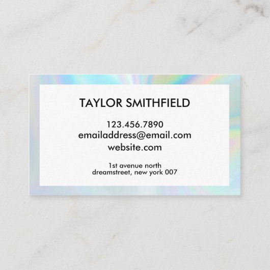 ピンクホログラフィックヘア&メイクアップトレンディー 名刺 (裏面)