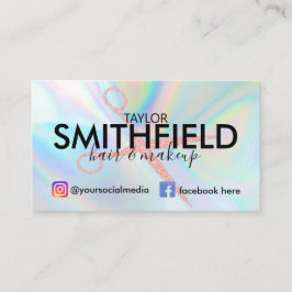 ピンクホログラフィックヘア&メイクアップトレンディー 名刺