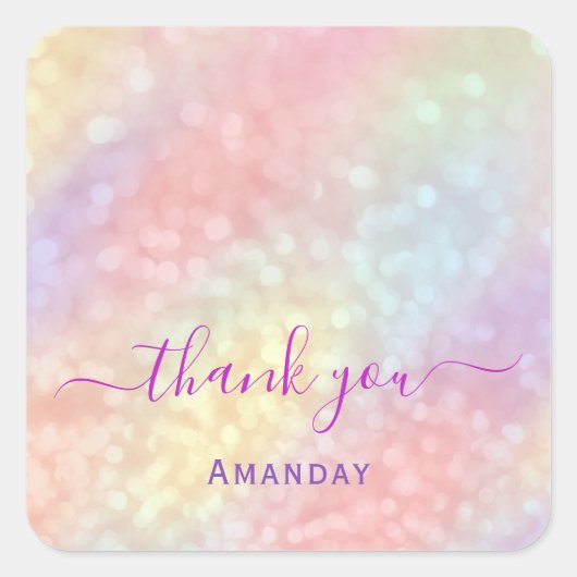 ピンクホログラフィックメイクアップアーティストラッシュ スクエアシール (正面)