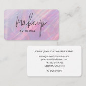 ピンクホログラフィックメイクアップアーティスト名刺 名刺 (正面/裏面)