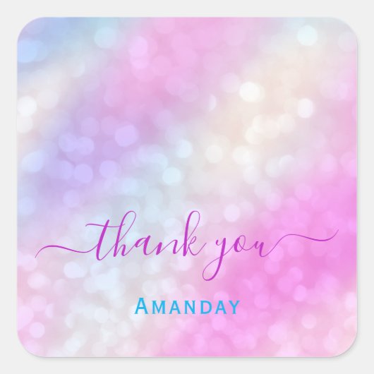 ピンクホログラフィックメイクアップスウェット16th スクエアシール (正面)