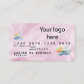 ピンクホログラフユニコーンクレジットカードあなたのロゴを追加 名刺 (正面)