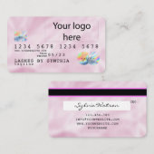 ピンクホログラフユニコーンクレジットカードあなたのロゴを追加 名刺 (正面/裏面)