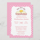 ピンクホワイトあなたが私のサンシャインベビーシャワー 招待状 (正面/裏面)