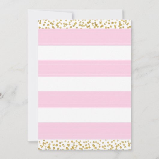 ピンクホワイトおよび金ゴールドハートブライダルシャワー招待状 招待状 (裏面)