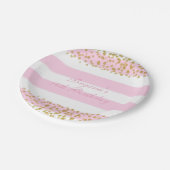 ピンクホワイトおよび金ゴールドフェイク紙吹雪パーティー紙プレート ペーパープレート (アングル)