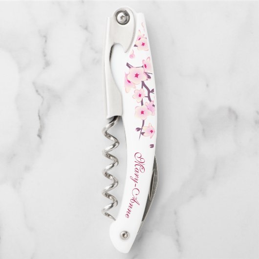 ピンクホワイトさくらんぼブラッツモノグラムウェイターズコルクス ソムリエナイフ (正面)