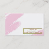 ピンクホワイトと金ゴールドモダンミニマルピンクブラシ 名刺 (裏面)
