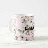 ピンクホワイトの可愛い花々 コーヒーマグカップ (正面左)