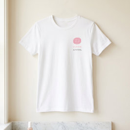 ピンクホワイトの営業所名ロゴサロン Tシャツ