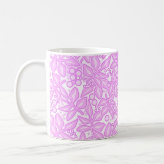 ピンクホワイトの花柄 コーヒーマグカップ (左)