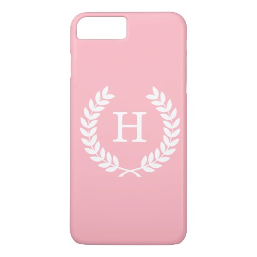 ピンクホワイトウィートローレルリースイニシャルモノグラム Case-Mate iPhoneケース (裏面)