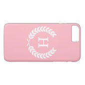 ピンクホワイトウィートローレルリースイニシャルモノグラム Case-Mate iPhoneケース (裏面(横))