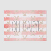 ピンクホワイトウォーターカラーバニーOhベビー 薄葉紙 (正面)