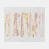 ピンクホワイトウォーターグリッターホイル絵を描スストローク フリースブランケット (正面(横))