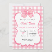 ピンクホワイトウォーター色ベビーシャワー招待状 招待状 (正面)