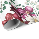 ピンクホワイトウォーター色牡丹デイジー ラッピングペーパー (ロールコーナー)