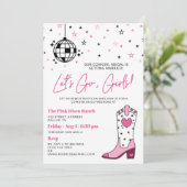 ピンクホワイトカウガールディスコバチェロレッテ 招待状 (スタンド正面)