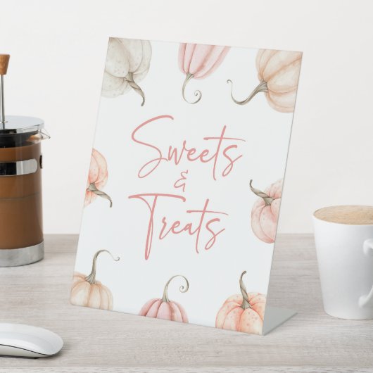 ピンクホワイトカボチャ秋スイーツ&スイーツ 台座サイン (インサイチュ)