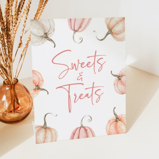 ピンクホワイトカボチャ秋スイーツ&スイーツ 台座サイン