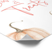 ピンクホワイトカボチャ秋スイーツ&トリートサイン ポスター (角)