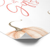 ピンクホワイトカボチャ秋秋のカード&ギフトサイン ポスター (角)