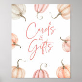 ピンクホワイトカボチャ秋秋のカード&ギフトサイン ポスター (正面)
