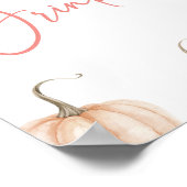 ピンクホワイトカボチャ秋秋ドリンクパーティー看板 ポスター (角)