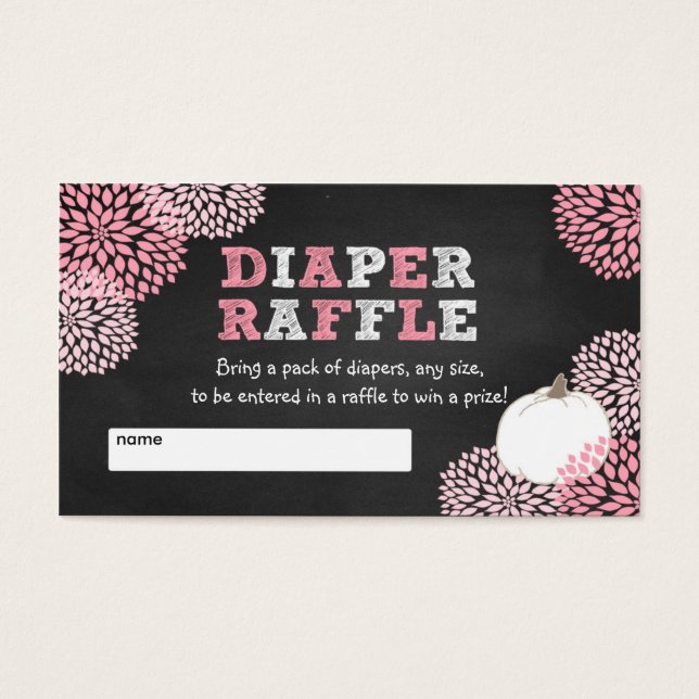ピンクホワイトカボチャ赤ちゃんシャワーラッフルチケット (正面)