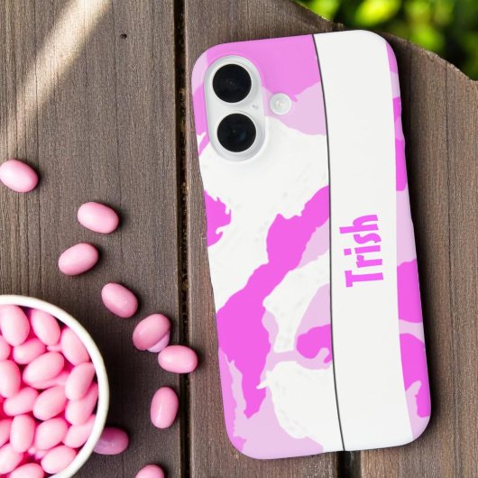 ピンクホワイトカモフラージュ柄 名前入り Case-Mate iPhoneケース